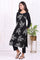 Black Floral Printed Embroidered Rayon Straight Kurta and Pants Set