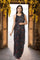 Black Floral Printed Sequined Pre-draped Georgette Saree with Blouse