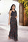 Black Floral Printed Sequined Pre-draped Georgette Saree with Blouse