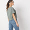 Boxy Fit Structured Flat Knits Dolman Sleeve Light Weight T-Shirt