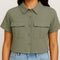 Boxy Fit Crop Shirt With Patch Pockets Detailing