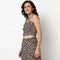 Animal Print Tube Top With Side Ruching And Strap Around The Neck