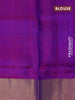 Pure uppada silk saree dual shade of bluish green and purple with allover zari woven buttas and long peacock design zari woven border