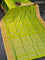 Pure uppada silk saree light hreen and pale yellow shade with leaf & paisley silver zari woven buttas and zari woven border