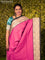 Chappa saree pink and beige with plain body and madhubani printed border