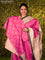 Chappa saree pink and beige with plain body and madhubani printed border