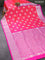 Venkatagiri silk saree dual shade of candy pink and pink with floral silver zari woven buttas and silver zari woven border