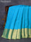 Pure kanjivaram silk saree light blue and dual shade of light green with zari woven floral buttas and rich zari woven border