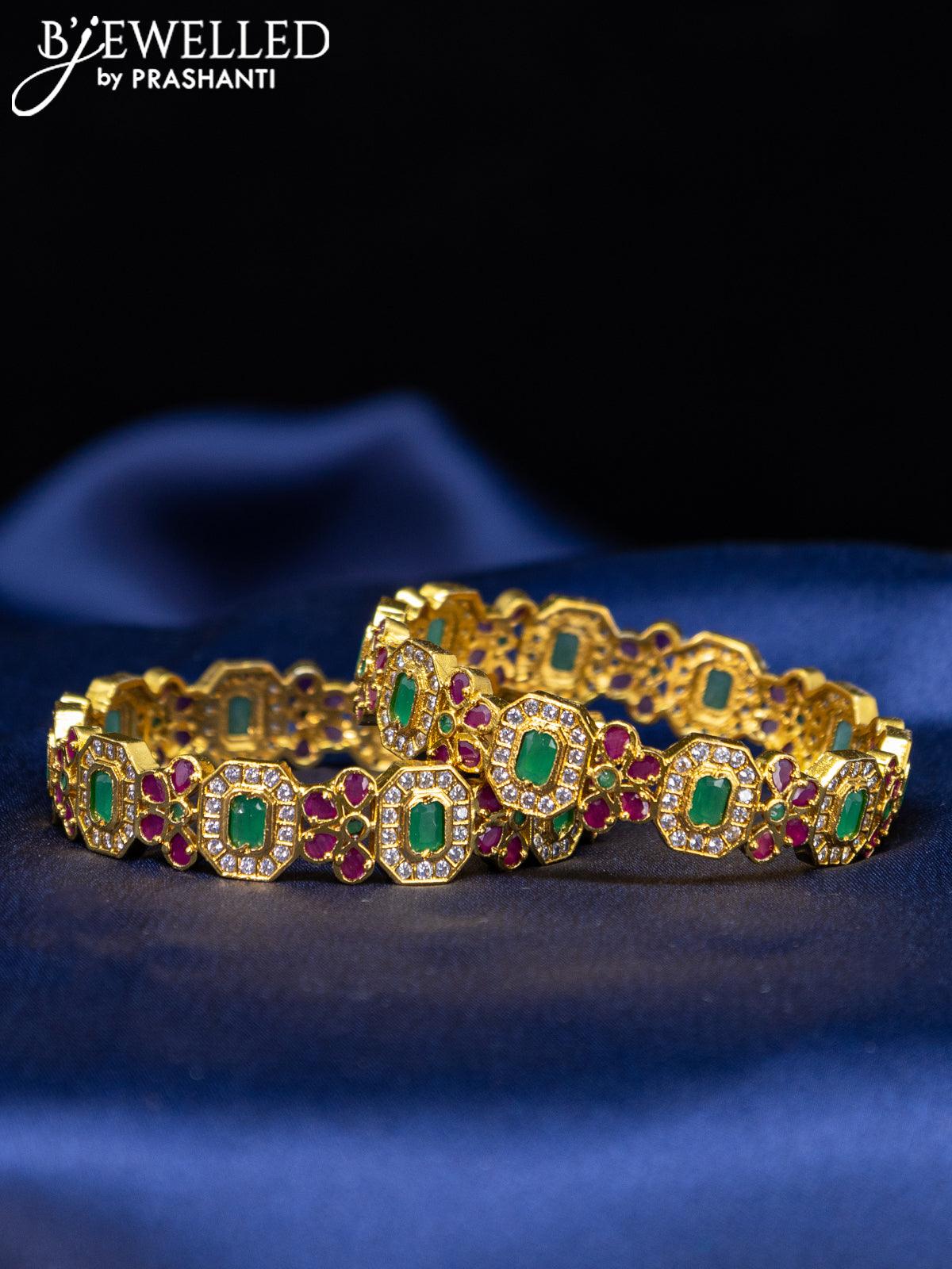 Antique bangle with kemp and cz stones