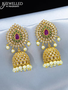 Antique jhumkas with kemp and cz stone