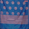 Banarasi cotton saree cs blue with copper zari woven buttas and piping border