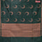 Banarasi cotton saree dark green with copper zari woven buttas and piping border