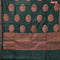 Banarasi cotton saree dark green with copper zari woven floral buttas and piping border