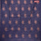 Banarasi cotton saree navy blue with copper zari woven buttas and piping border