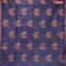 Banarasi cotton saree navy blue with copper zari woven buttas and piping border