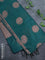 Banarasi cotton saree peacock green with copper zari woven buttas and piping border