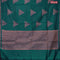 Banarasi cotton saree peacock green with copper zari woven geometric buttas and piping border