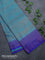 Banarasi semi silk saree light blue and royal blue with allover weaves and woven border