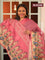 Banarasi tissue organza saree pink with plain body and kalamkari printed border