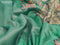 Banarasi tissue organza saree teal green with plain body and kalamkari printed border