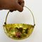 Gift Basket Gold Coated Flower Basket with Handle (Dia 8 Inches)