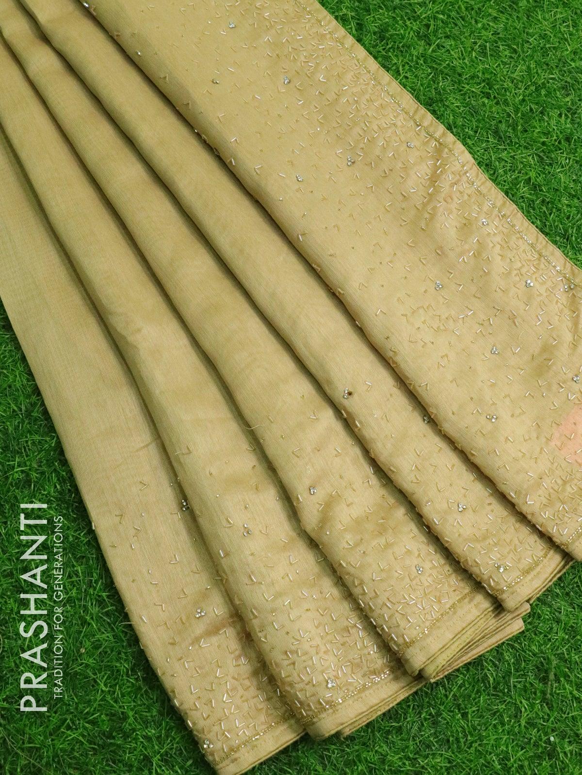 Chappa saree beige with embroidery beads & stone work