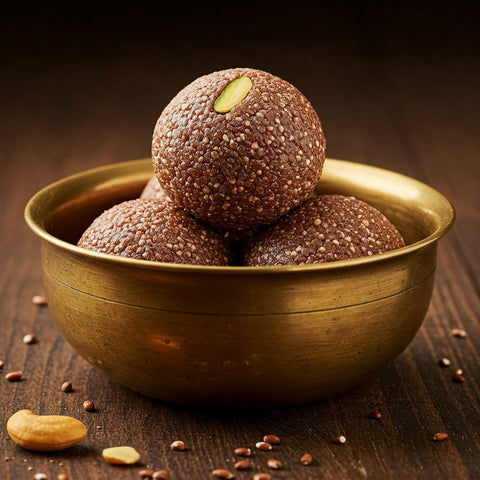 Bellam Ragi Laddu (Jaggery finger millet laddu)