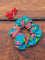 Set of 2 - Floral Turquoise Cotton Scrunchie