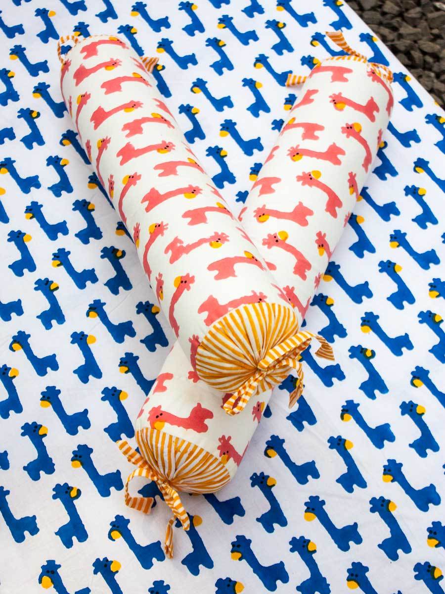 Pink Giraffe Organic Cotton Infant Bolster - Set of 2