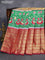 Pochampally silk saree blue and maroon with allover ikat weaves and long annam zari woven border