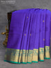 Pure kanjivaram silk saree blue and teal green with zari woven buttas and zari woven border