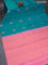 Pure kanjivaram silk saree cs blue and light pink with zari woven buttas in borderless style