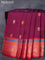 Pure kanjivaram silk saree dark magenta pink and pink with thread woven buttas and thread woven border