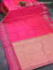 Pure kanjivaram silk saree dual shade of pink with plain body and simple border