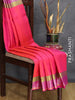 Pure kanjivaram silk saree dual shade of pinkish orange and pink with allover self emboss and zari woven border
