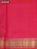 Pure kanjivaram silk saree dual shade of teal bluish green and dual shade of pinkish orange with annam zari woven buttas and zari woven border