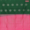 Pure kanjivaram silk saree green and pink shade with silver zari woven buttas in borderless style
