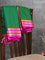 Pure Kanjivaram silk saree green and pink with plain body and zari woven border