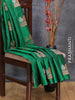 Pure kanjivaram silk saree green and pink with silver & copper zari woven buttas in borderless style