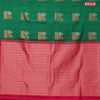 Pure kanjivaram silk saree green and pink with silver & copper zari woven buttas in borderless style