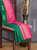 Pure kanjivaram silk saree green and pink with zari woven box type buttas in borderless style