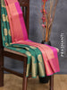 Pure kanjivaram silk saree green shade and pink with zari woven buttas and annam zari woven border