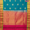 Pure kanjivaram silk saree light blue and green with zari woven buttas and annam zari woven border
