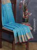Pure kanjivaram silk saree light blue and pink with paisley zari woven buttas and zari woven border