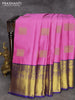 Pure kanjivaram silk saree light pink and blue with zari woven buttas and long zari woven border