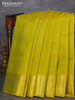 Pure kanjivaram silk saree lime green and dual shade of bluish green with allover zari weaves and temple zari woven border