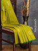 Pure kanjivaram silk saree lime green and green with silver zari woven buttas and piping border