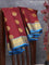 Pure kanjivaram silk saree maroon and cs blue with allover self emboss & zari buttas and zari woven paisley border