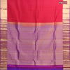Pure kanjivaram silk saree maroon and dual shade of purple with plain body and zari woven bavanji border