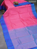 Pure kanjivaram silk saree pink and cs blue with allover zari weaves and simple border